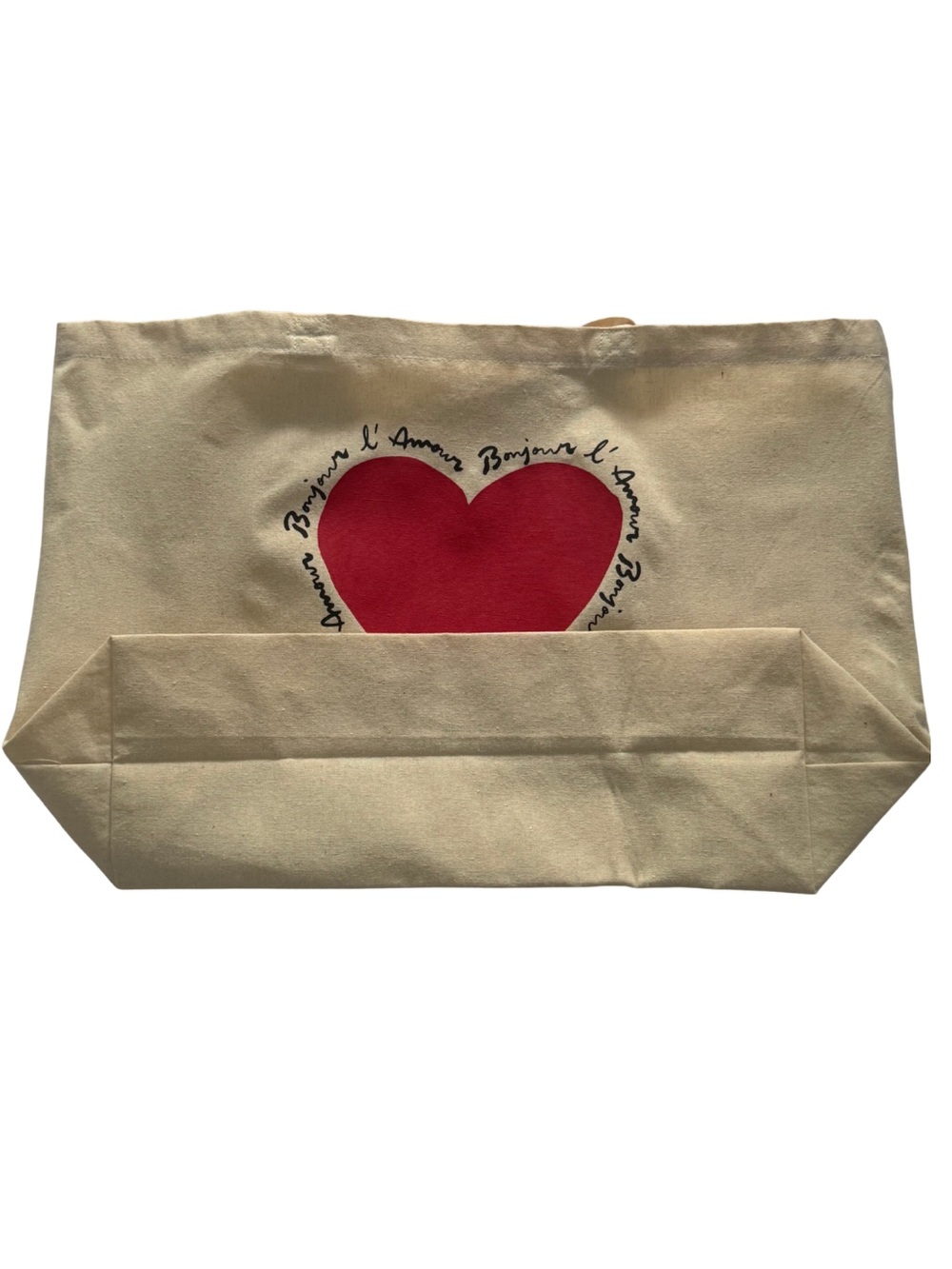 Sézane Bonjour l'Amour Heart Canvas Tote Bag Large Limited Edition NWOT - Picture 6 of 9